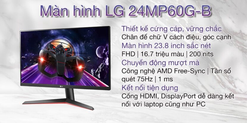 Màn Hình LG 24MP60G-B IPS 24'' Full HD AMD FreeSync™